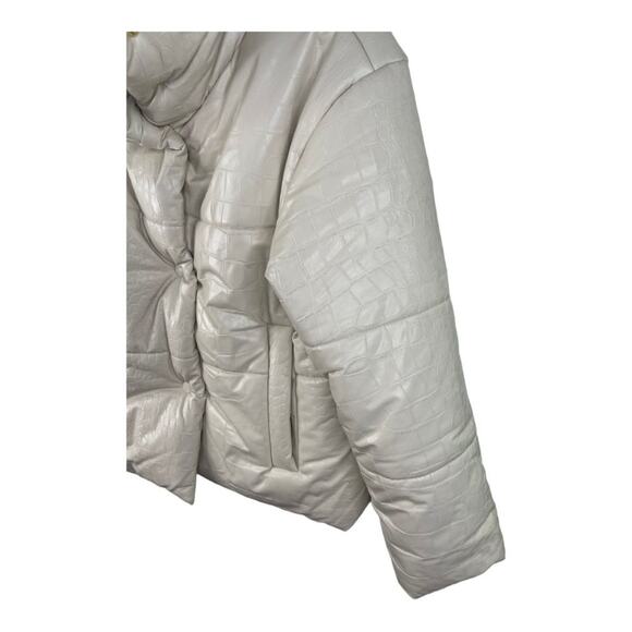 Nanushka Hide Okobor Alt-Leather Textured Puffer Jacket Cream White Size XS - Picture 7 of 16